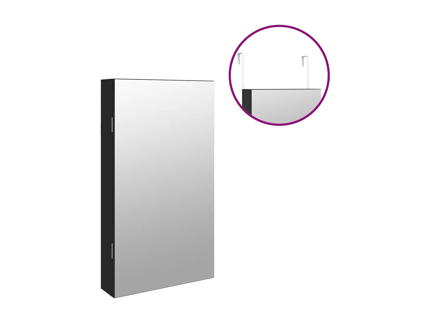 Armário de joias organizador de unidade de armazenamento quarto vestiário banheiro com espelho e iluminação LED preta de parede 02_0022819