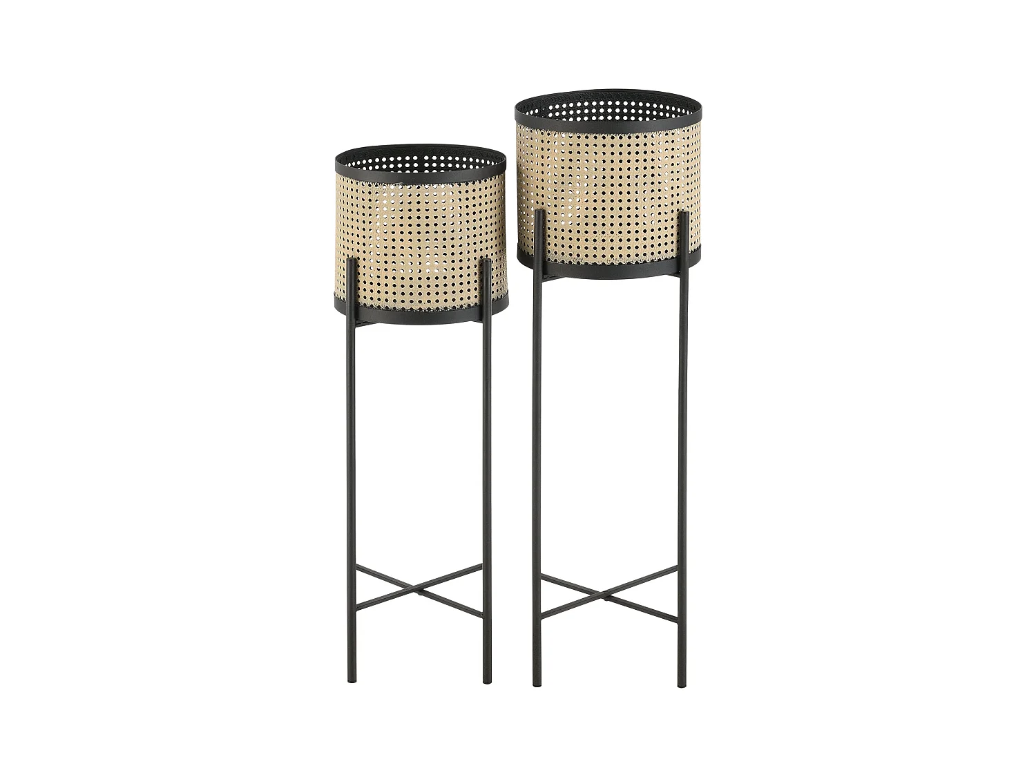 Conjunto de 2 plantas de metal colfontaine suporta diferentes tamanhos de areia preta 03_0007728