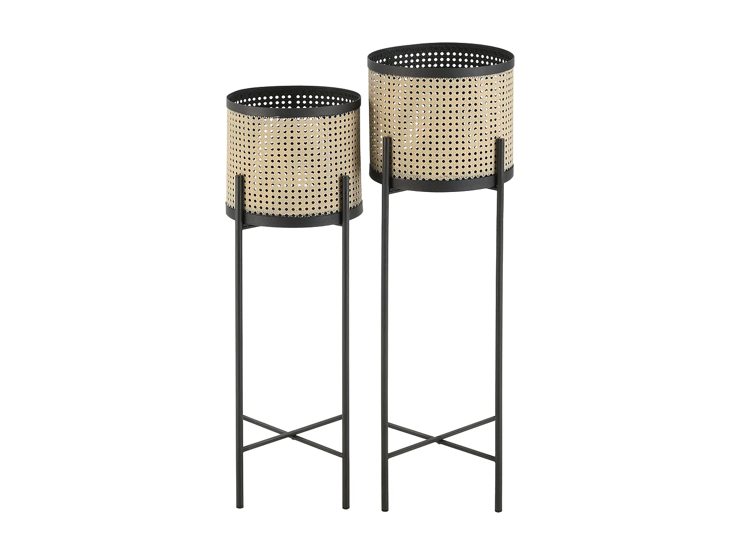 Juego de 2 soportes para plantas de metal colfontaine de diferentes tamaños negro arena 03_0007728