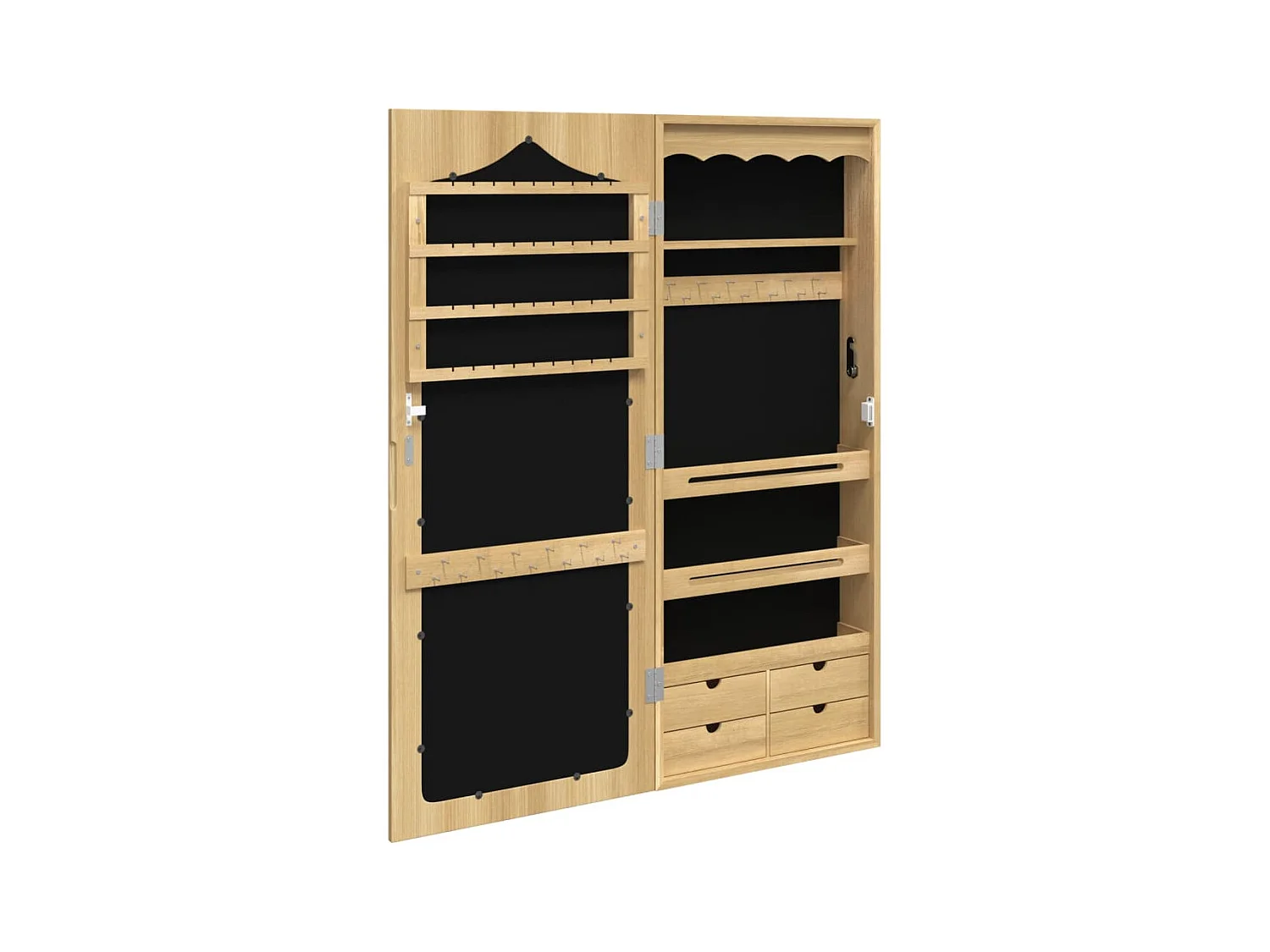 Armadietto per gioielli, organizer per mobili, camera da letto, guardaroba, bagno con specchio a parete 37,5 x 10 x 90 cm marrone 02_0022831