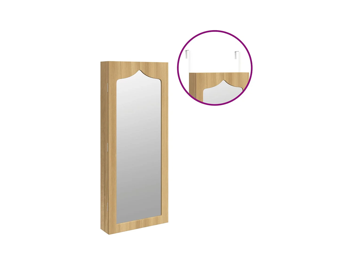 Armadietto per gioielli, organizer per mobili, camera da letto, guardaroba, bagno con specchio a parete 37,5 x 10 x 90 cm marrone 02_0022831