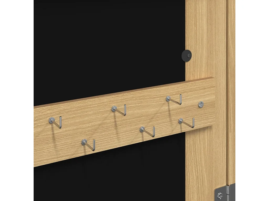 Armário de joias organizador de móveis para quarto vestiário banheiro com espelho de parede 37,5 x 10 x 90 cm marrom 02_0022831