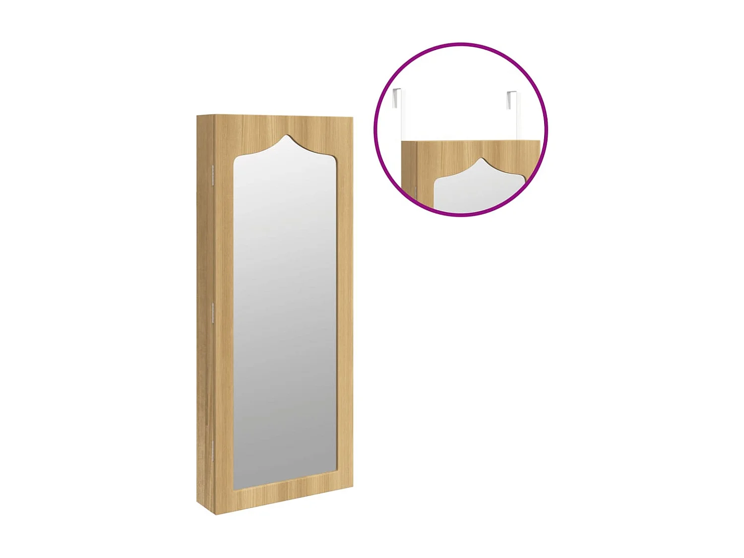 Armário de joias organizador de móveis para quarto vestiário banheiro com espelho de parede 37,5 x 10 x 90 cm marrom 02_0022831