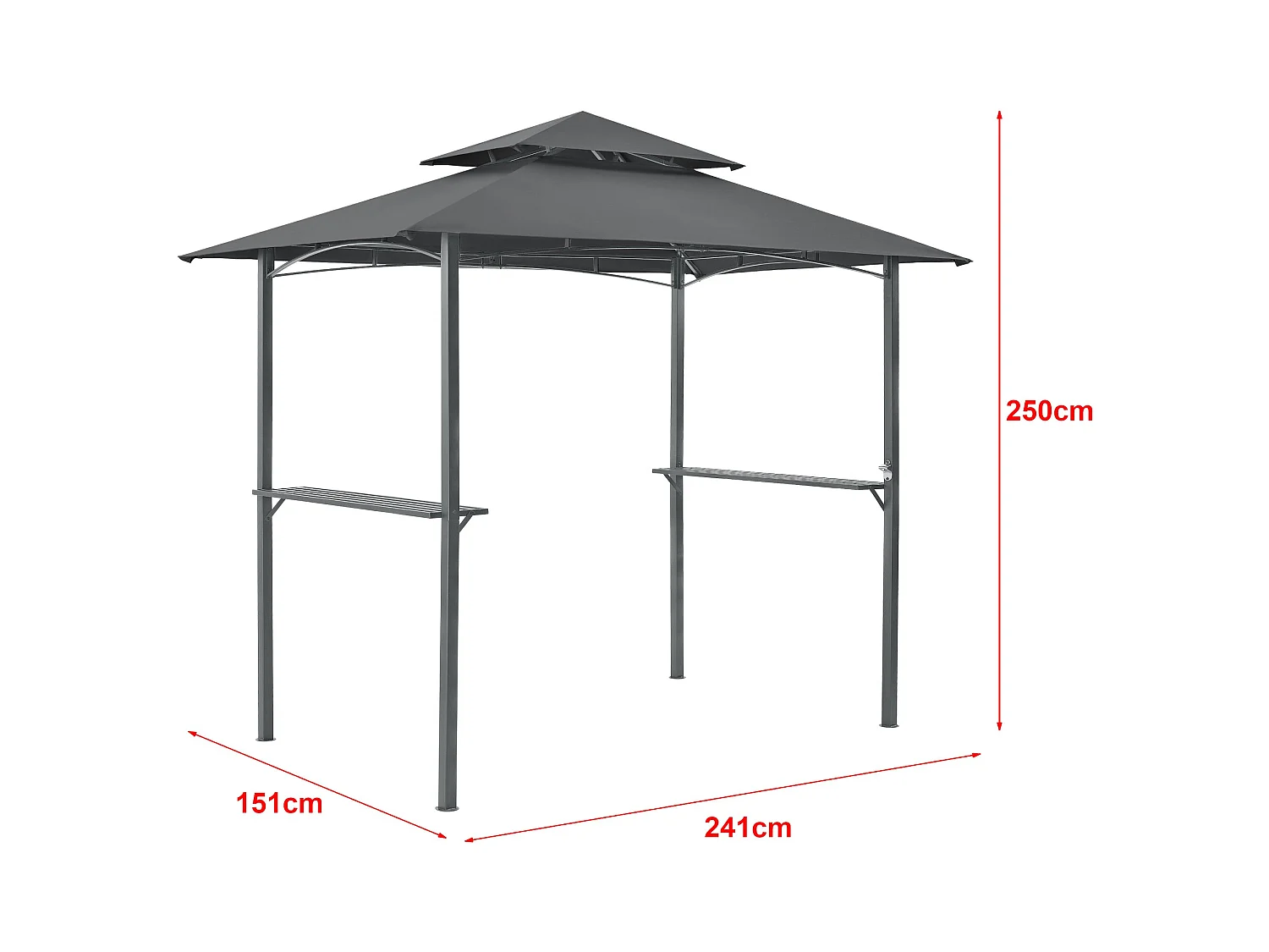 Tonnelle de barbecue 250 grise 241 x 151 x 250 cm 03_0008738