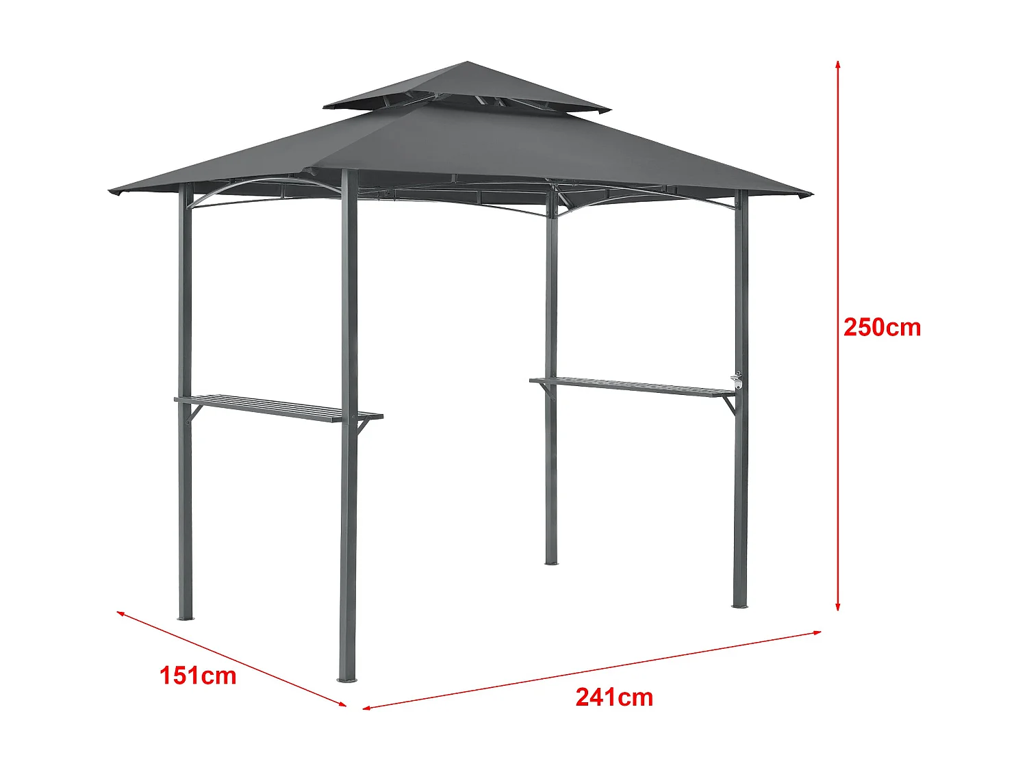 Gazebo per barbecue 250 x 241 x 151 cm antracite grigio scuro 03_0008738