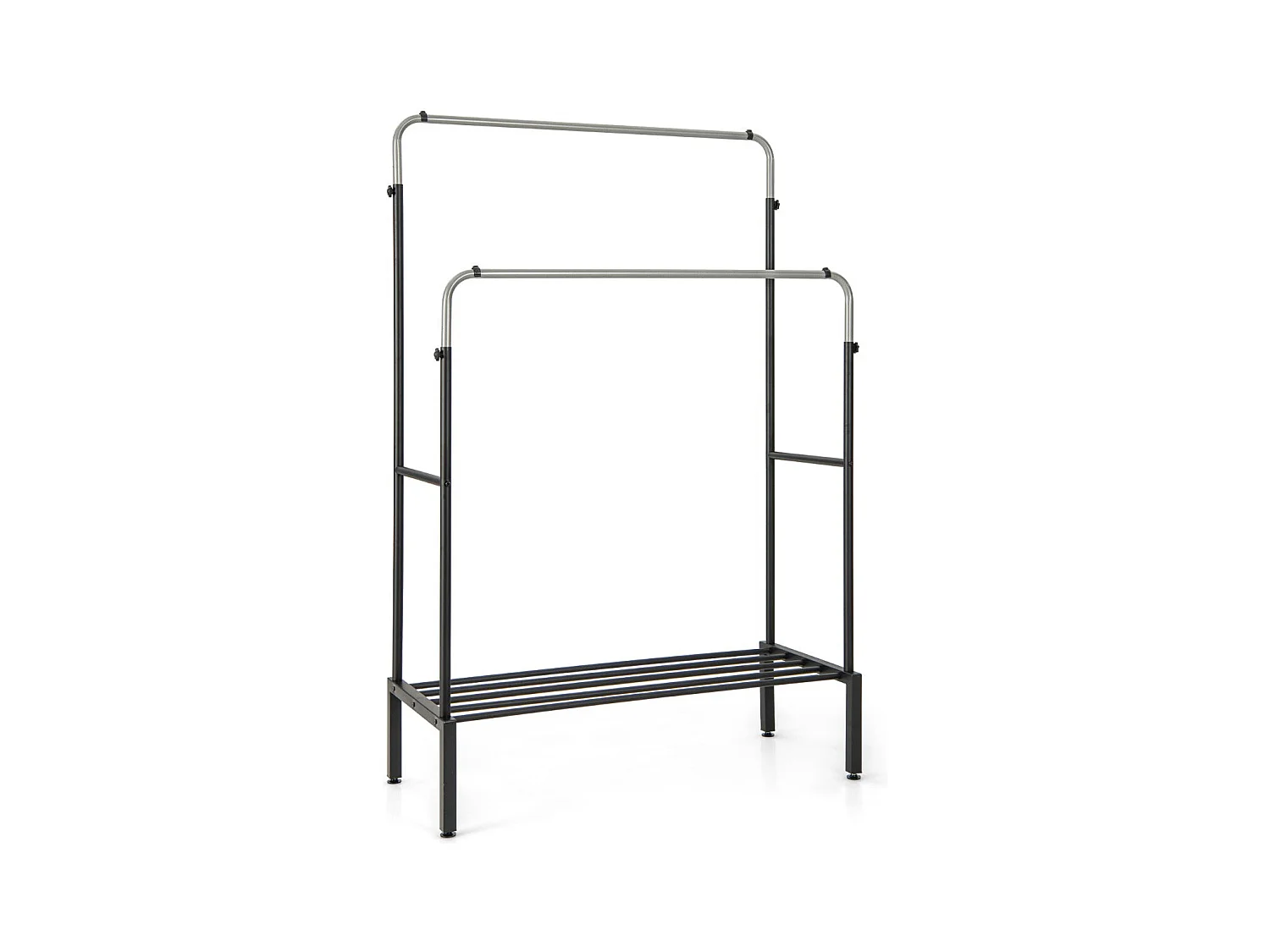 Appendiabiti a doppia barra Appendiabiti in metallo resistente regolabile in altezza per appendere vestiti Organizzatore di vestiti Nero e argento 20_0009103