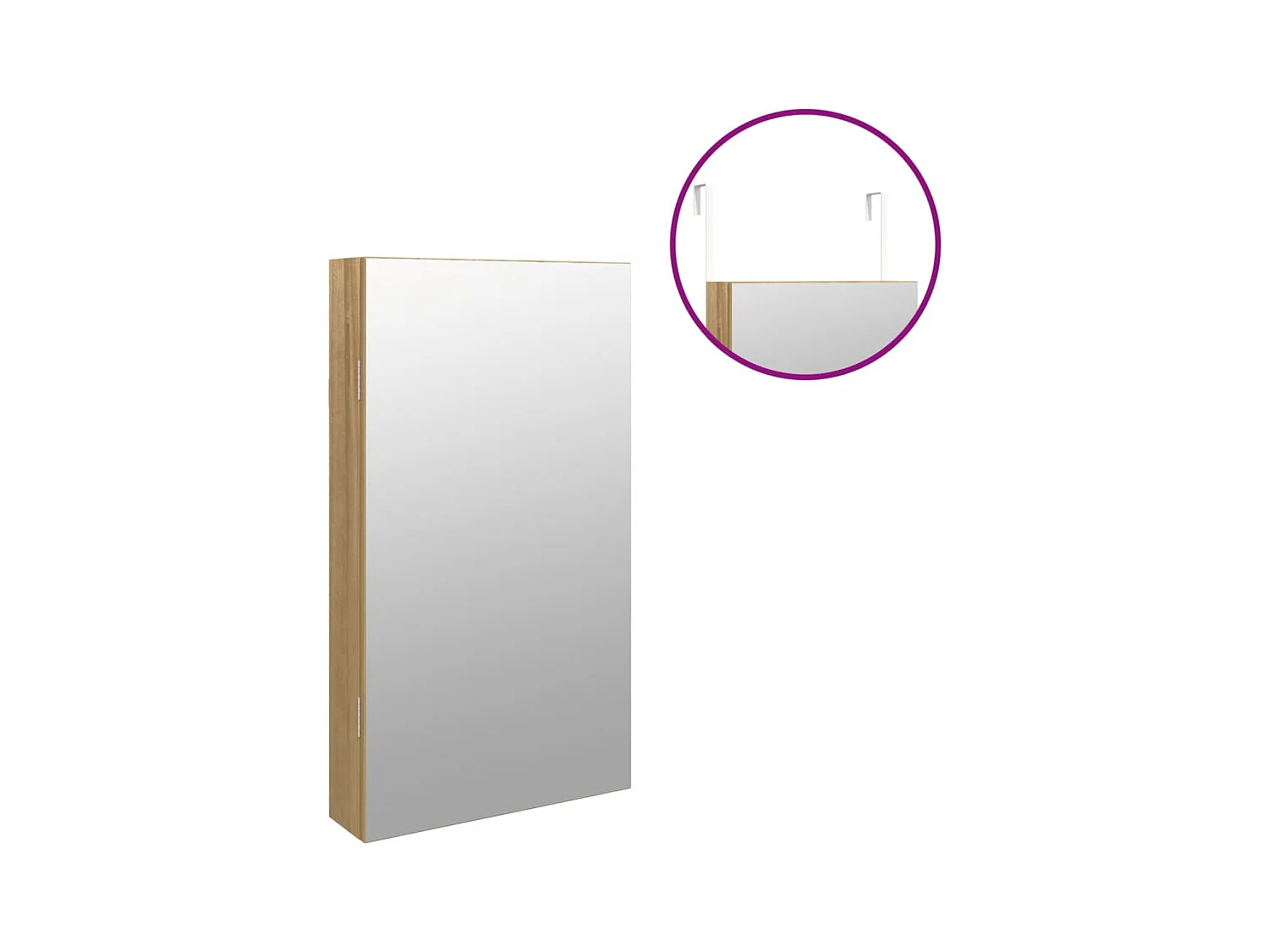 Mobile portagioielli portaoggetti organizer camera da letto guardaroba bagno con specchio e illuminazione LED marrone a parete 02_0022803