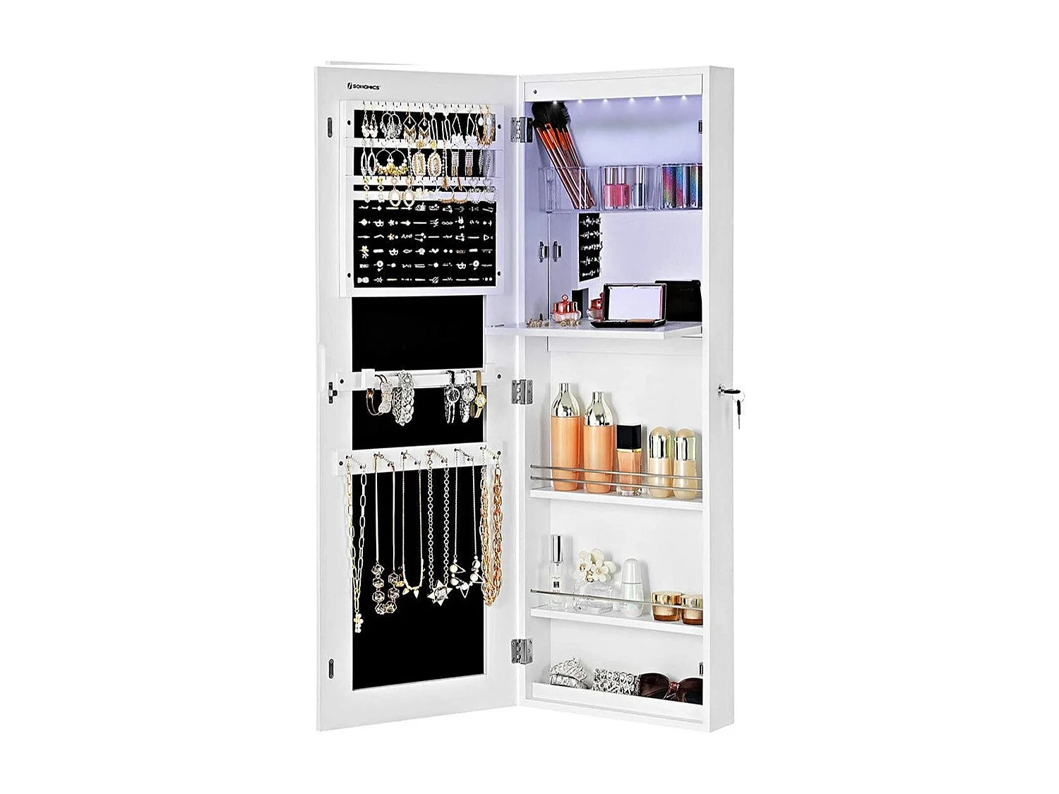 Armoire à bijoux miroir blanche 37 x 9.5 x 120 cm 12_0002313