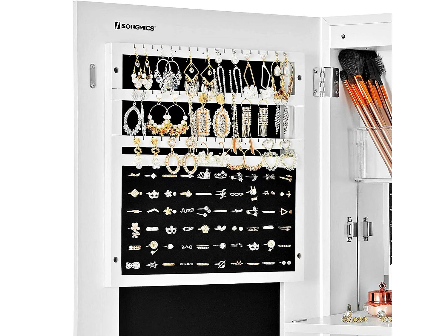 Armoire à bijoux miroir blanche 37 x 9.5 x 120 cm 12_0002313