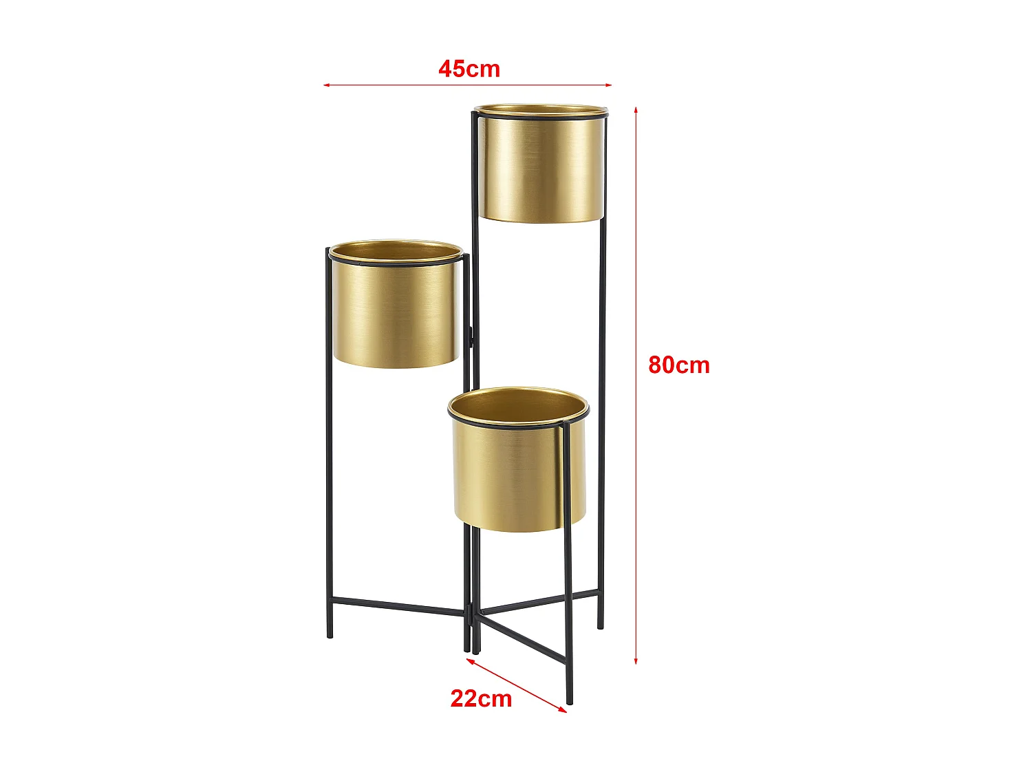 Suporte para plantas (com 3 vasos) haasdonk latão preto 03_0007683