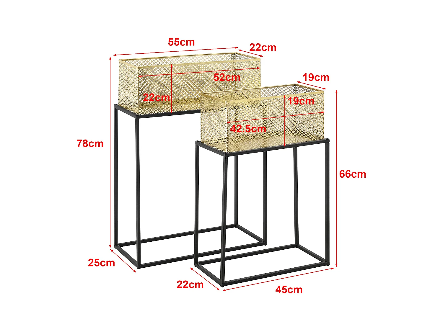 Conjunto de 2 suportes para plantas em latão preto 03_0007727