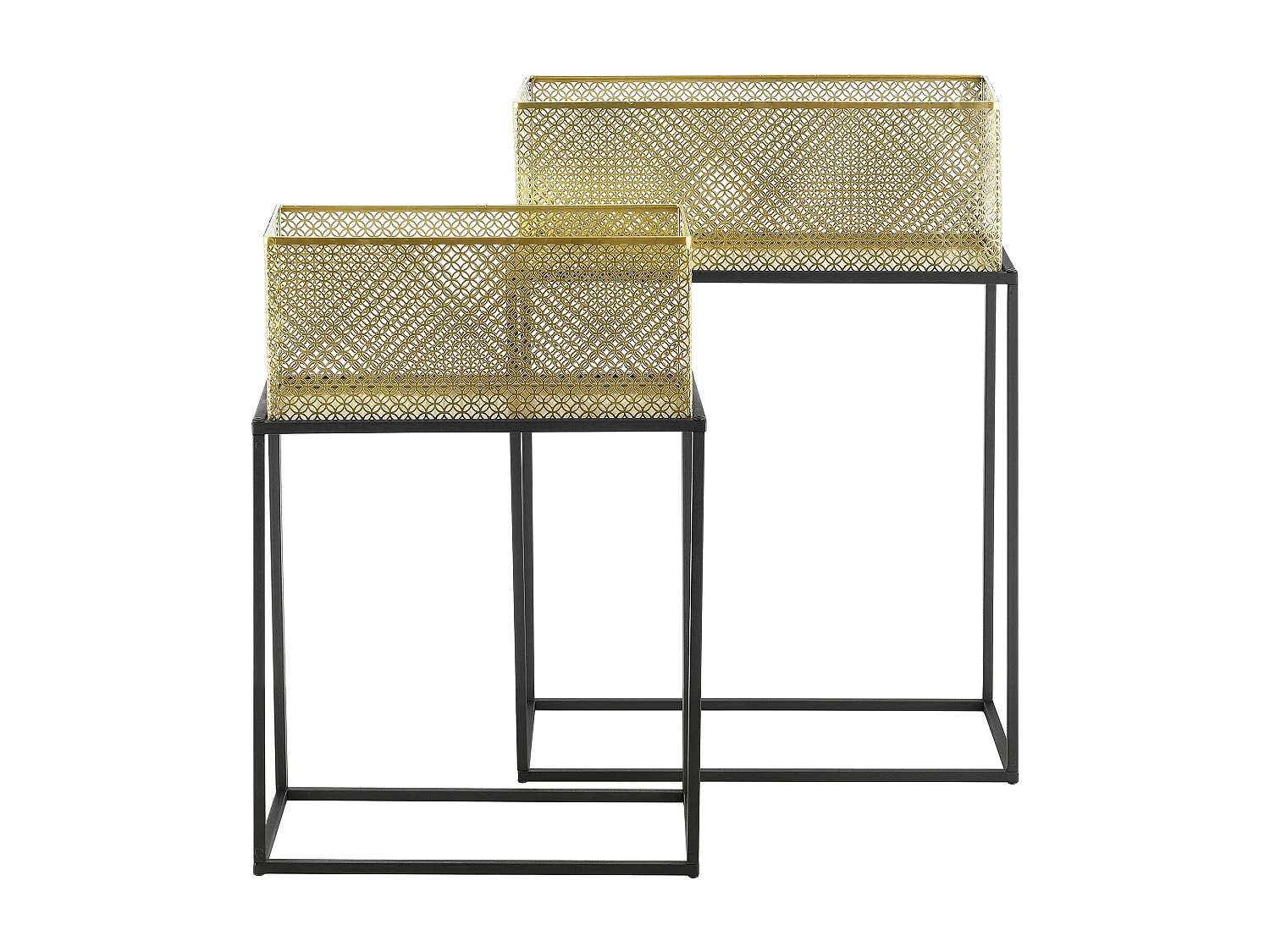 Conjunto de 2 suportes para plantas em latão preto 03_0007727