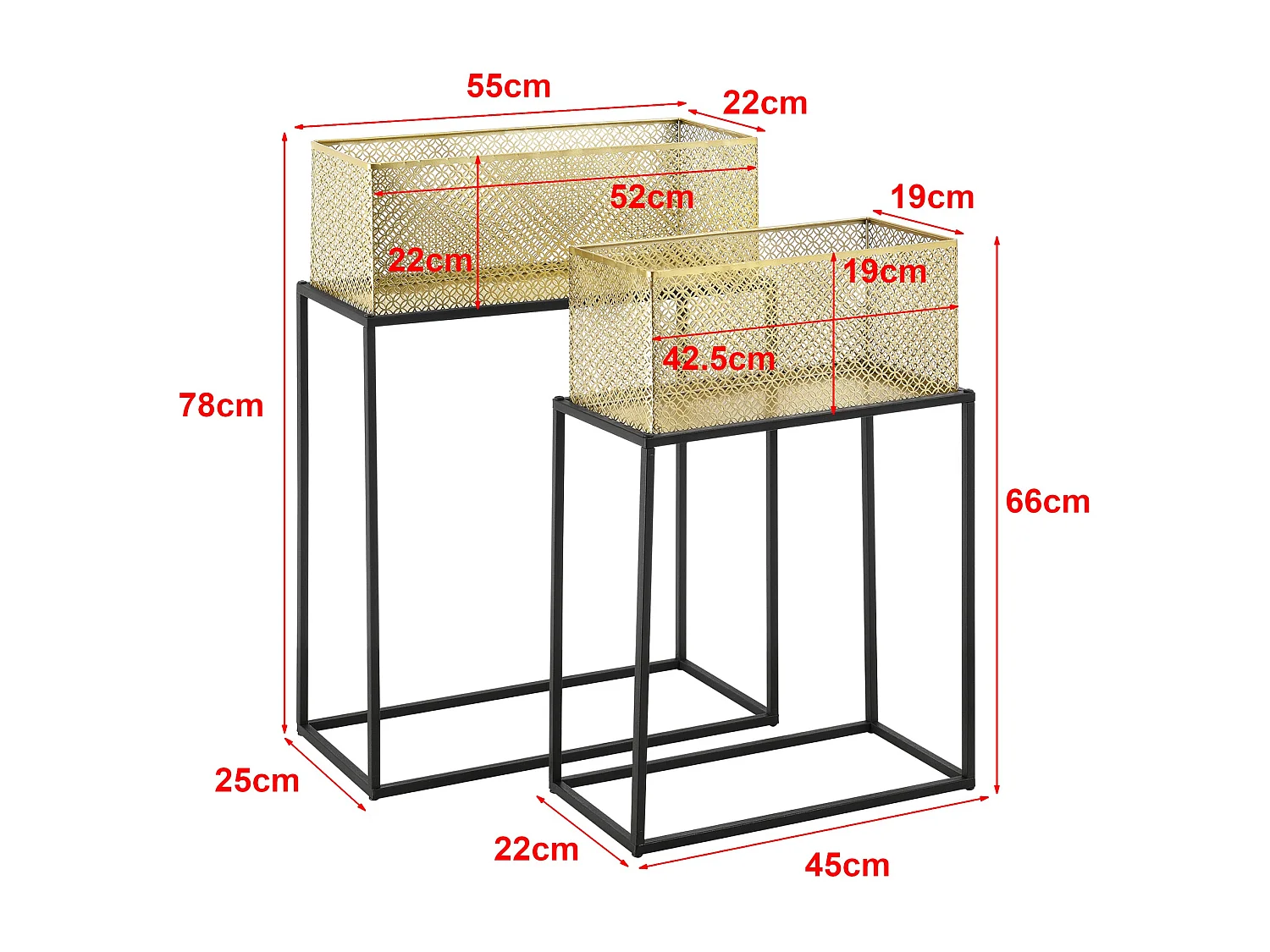 Conjunto de 2 suportes para plantas em latão preto 03_0007727