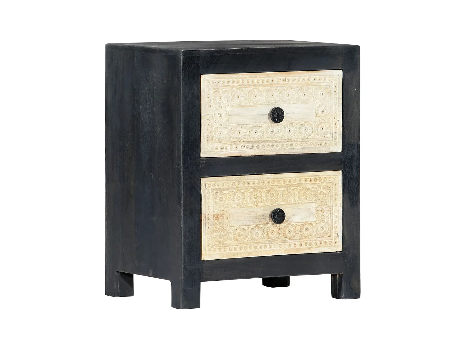 Mesa de cabeceira cômoda guarda-roupa móveis de quarto esculpidos à mão cinza 40x30x50 cm madeira de mangueira 1402036