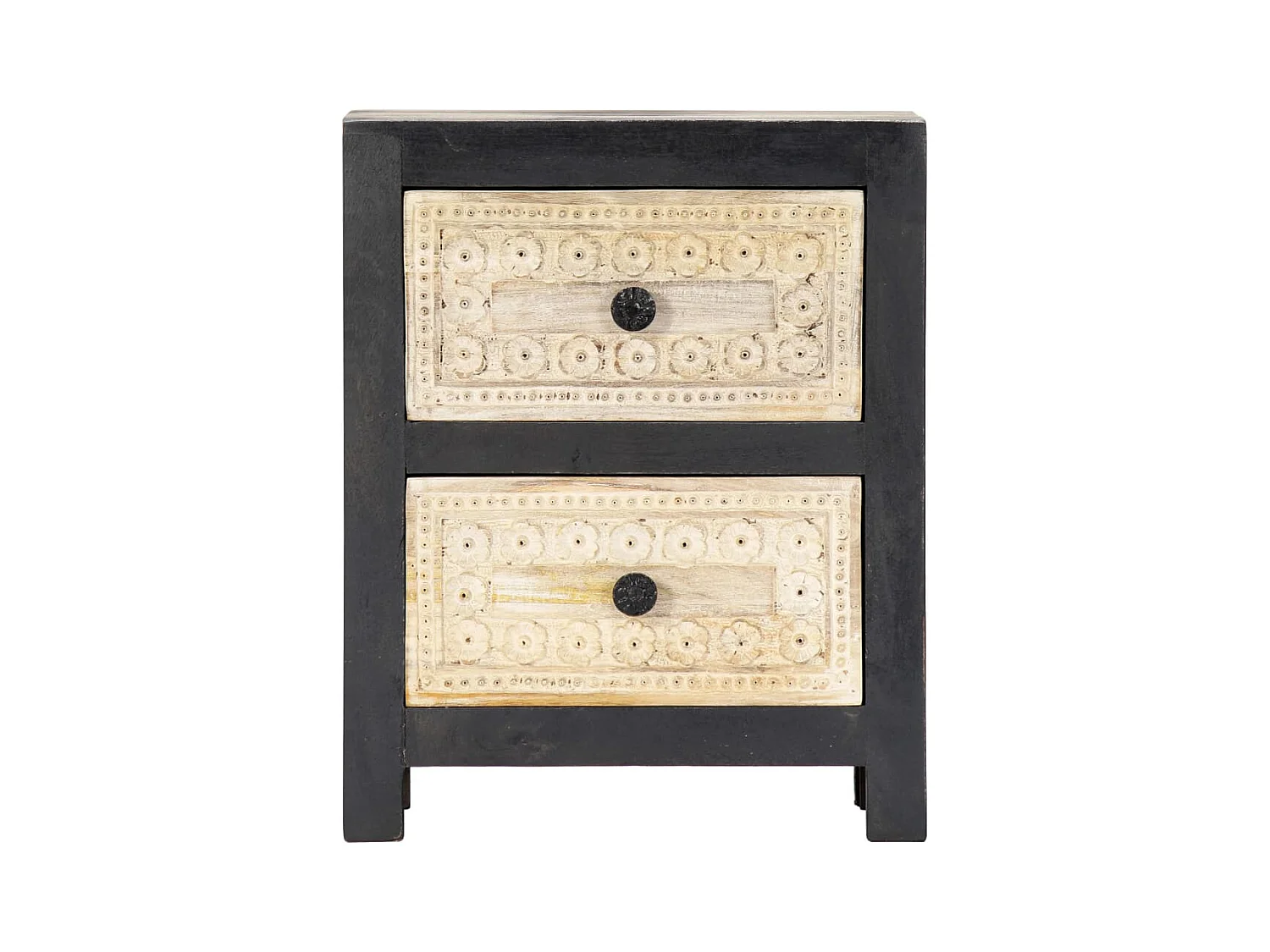 Mesa de cabeceira cômoda guarda-roupa móveis de quarto esculpidos à mão cinza 40x30x50 cm madeira de mangueira 1402036