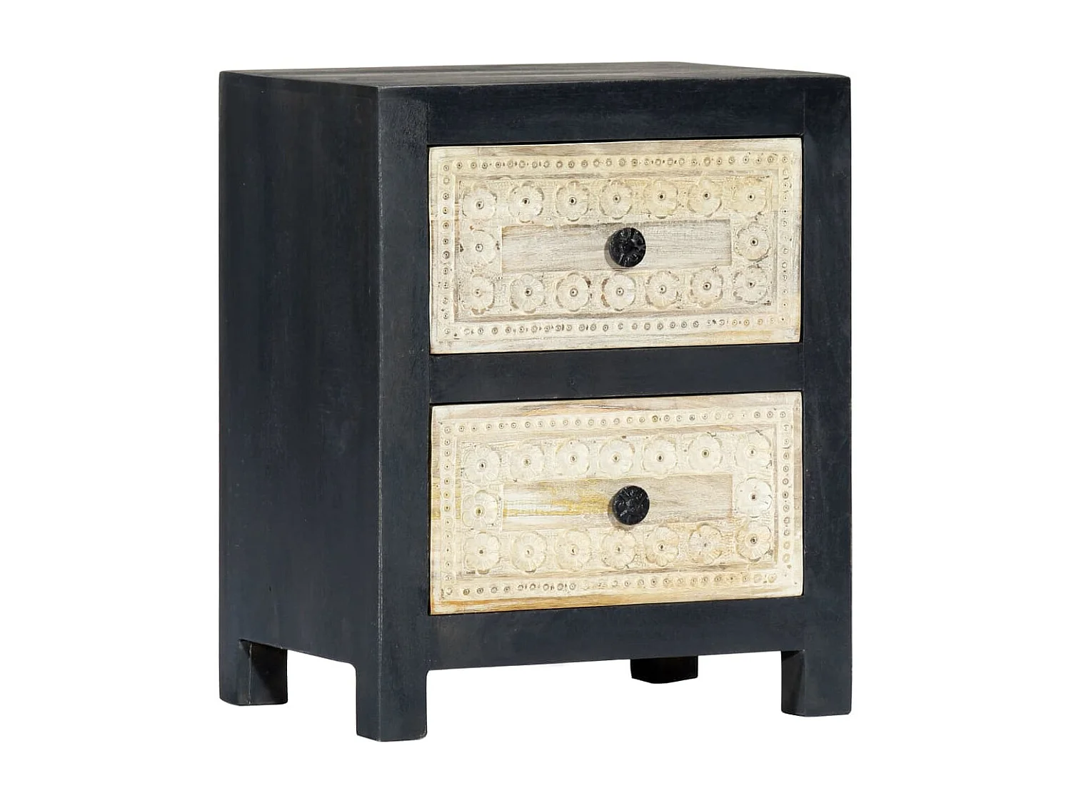 Mesa de cabeceira cômoda guarda-roupa móveis de quarto esculpidos à mão cinza 40x30x50 cm madeira de mangueira 1402036