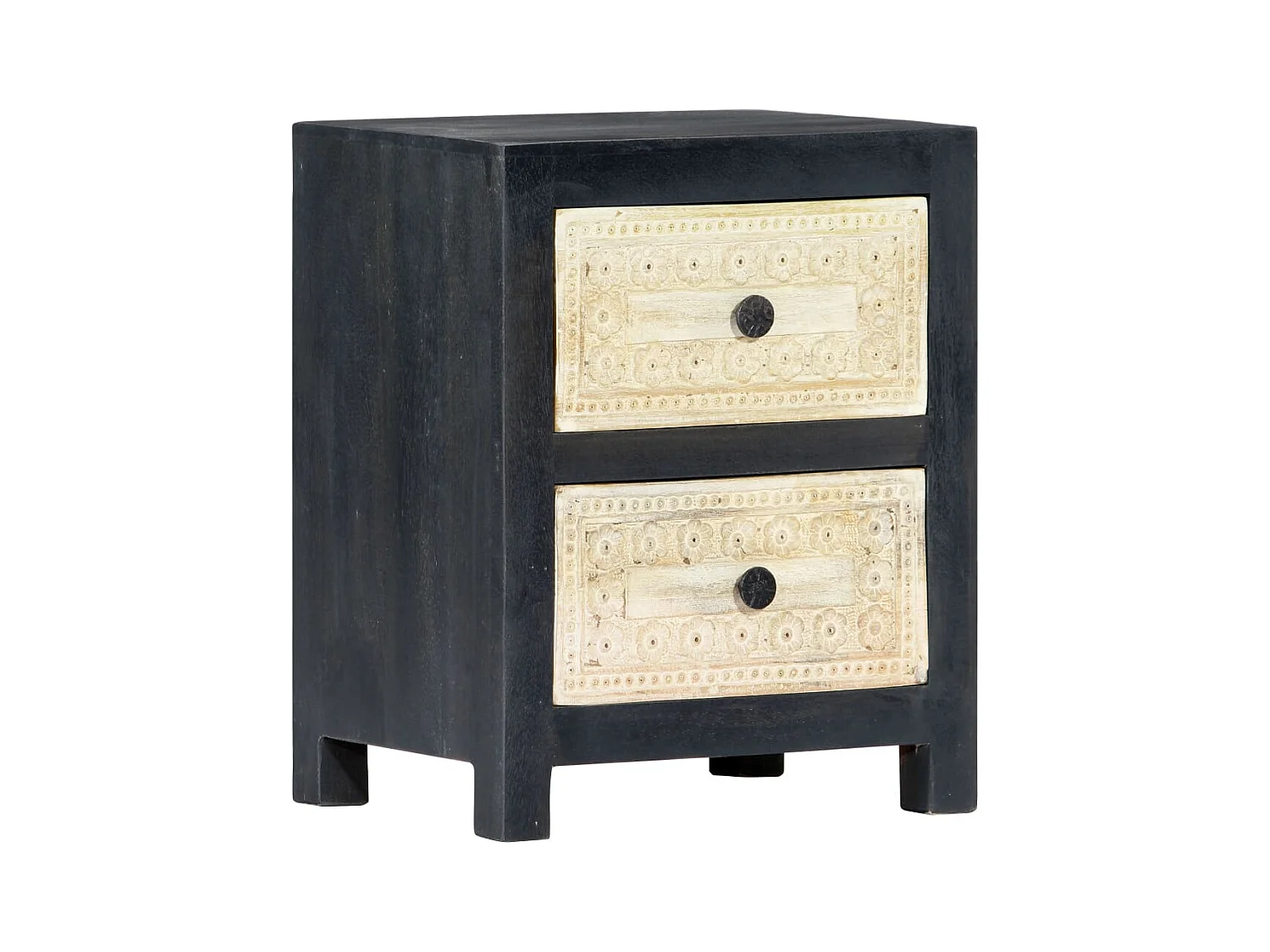 Mesa de cabeceira cômoda guarda-roupa móveis de quarto esculpidos à mão cinza 40x30x50 cm madeira de mangueira 1402036