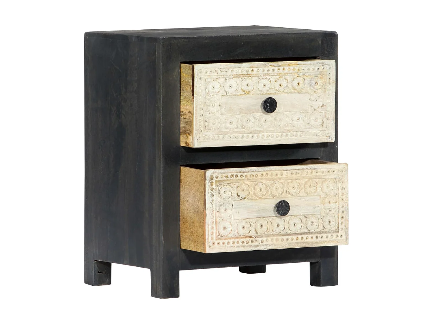 Mesa de cabeceira cômoda guarda-roupa móveis de quarto esculpidos à mão cinza 40x30x50 cm madeira de mangueira 1402036