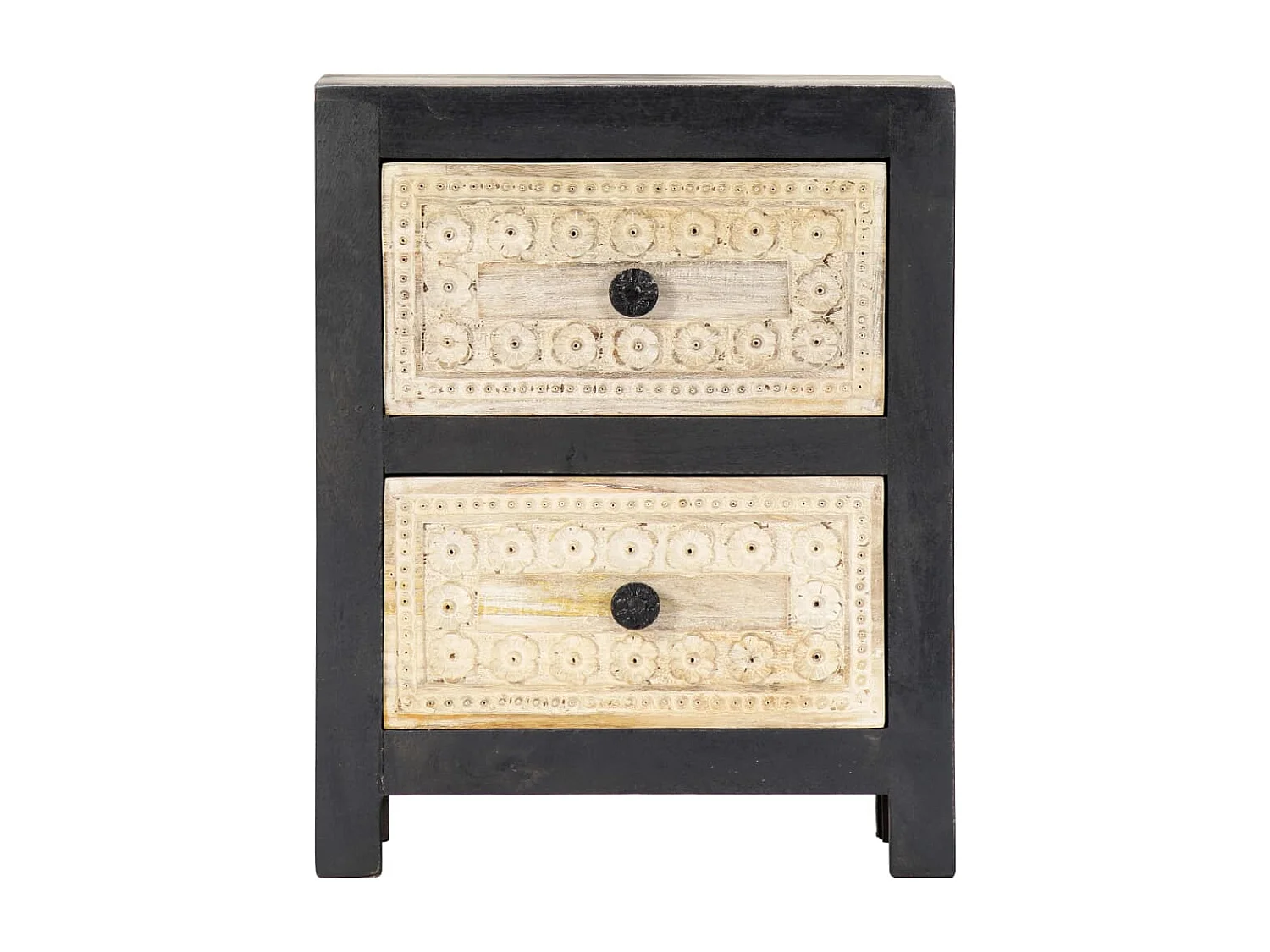 Mesa de cabeceira cômoda guarda-roupa móveis de quarto esculpidos à mão cinza 40x30x50 cm madeira de mangueira 1402036