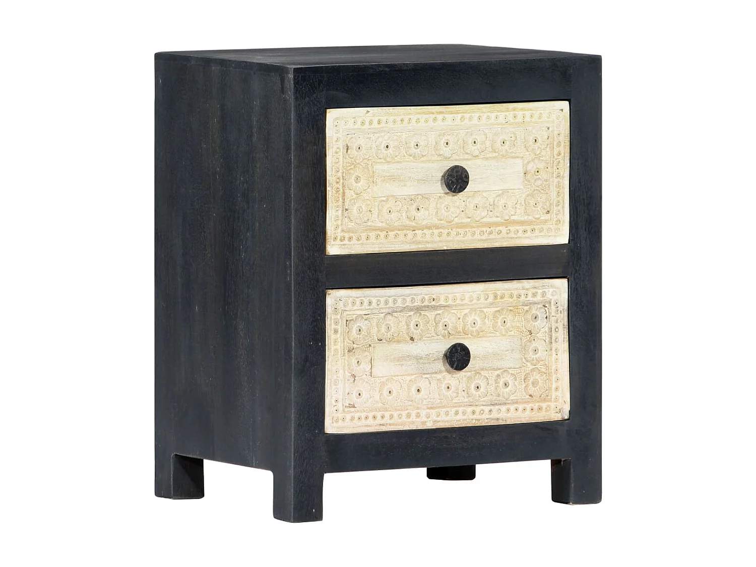 Mesa de cabeceira cômoda guarda-roupa móveis de quarto esculpidos à mão cinza 40x30x50 cm madeira de mangueira 1402036