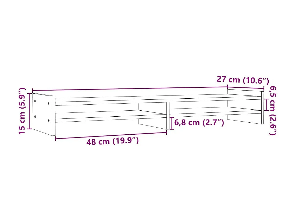 Support de moniteur table bois marron 100 x 27 x 15 cm 02_0044846
