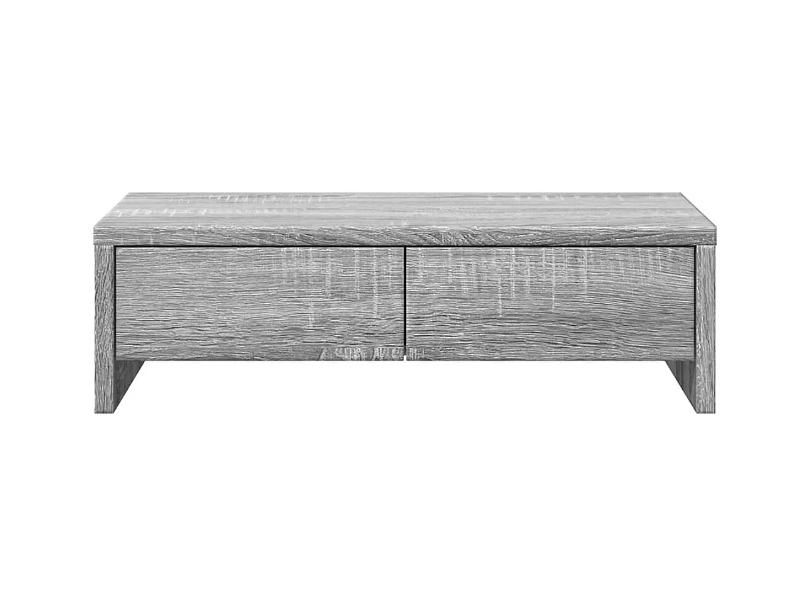 Mesa de escritorio con soporte para monitor y cajones de madera de ingeniería Sonoma gris 02_0044946