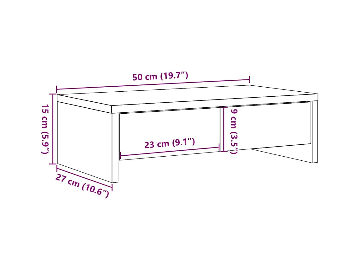 Mesa de escritorio con soporte para monitor y cajones de madera de ingeniería Sonoma gris 02_0044946
