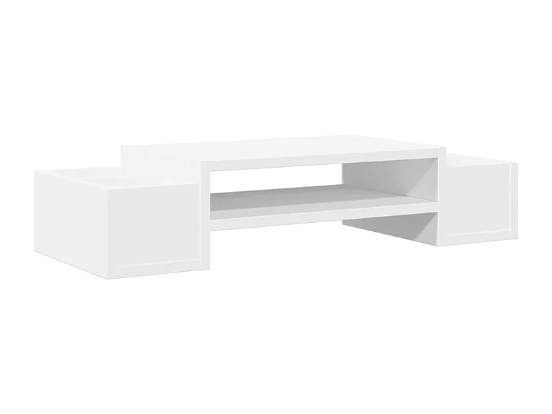 Supporto per monitor tavolo da scrivania con contenitore in legno ingegnerizzato bianco 02_0044921