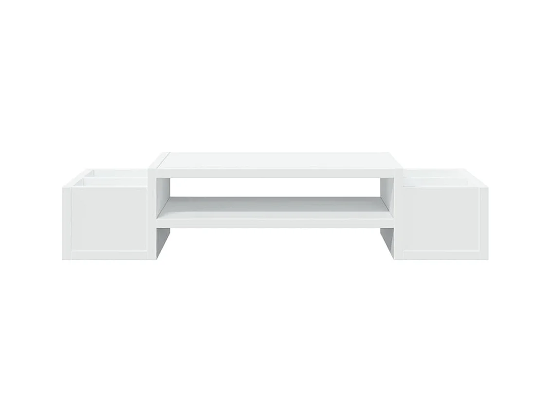 Supporto per monitor tavolo da scrivania con contenitore in legno ingegnerizzato bianco 02_0044921