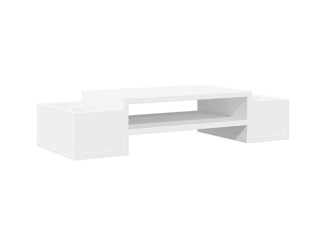 Supporto per monitor tavolo da scrivania con contenitore in legno ingegnerizzato bianco 02_0044921