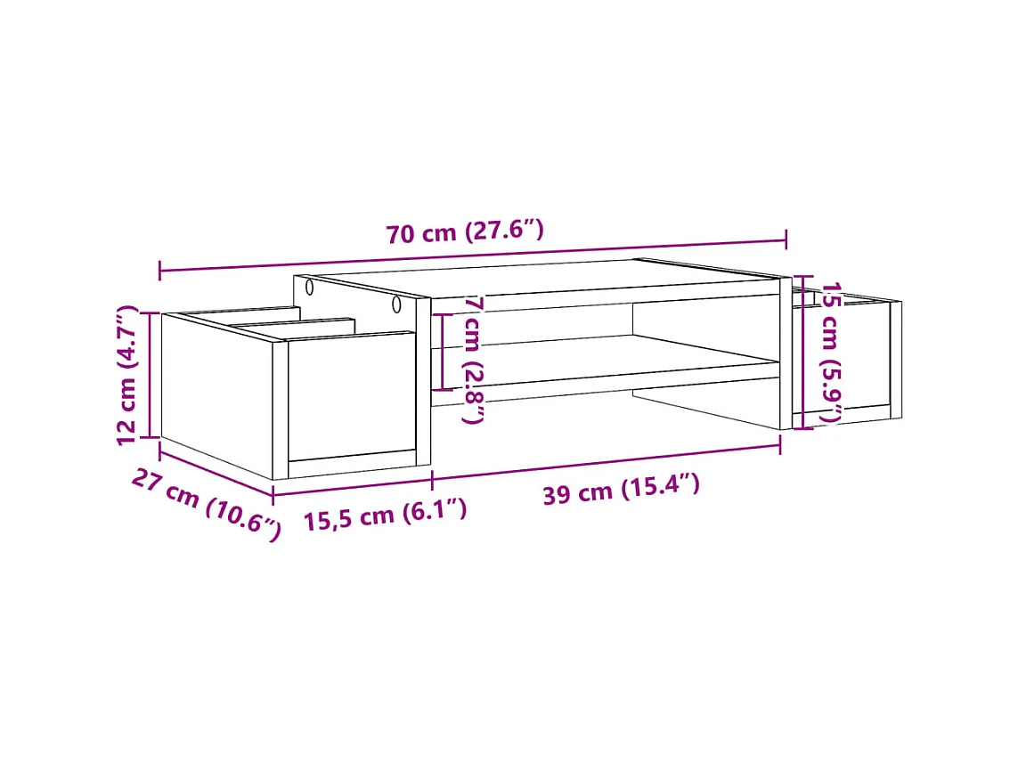 Suporte para monitor mesa móveis escritório e armazenamento madeira projetada Sonoma cinza 02_0044961
