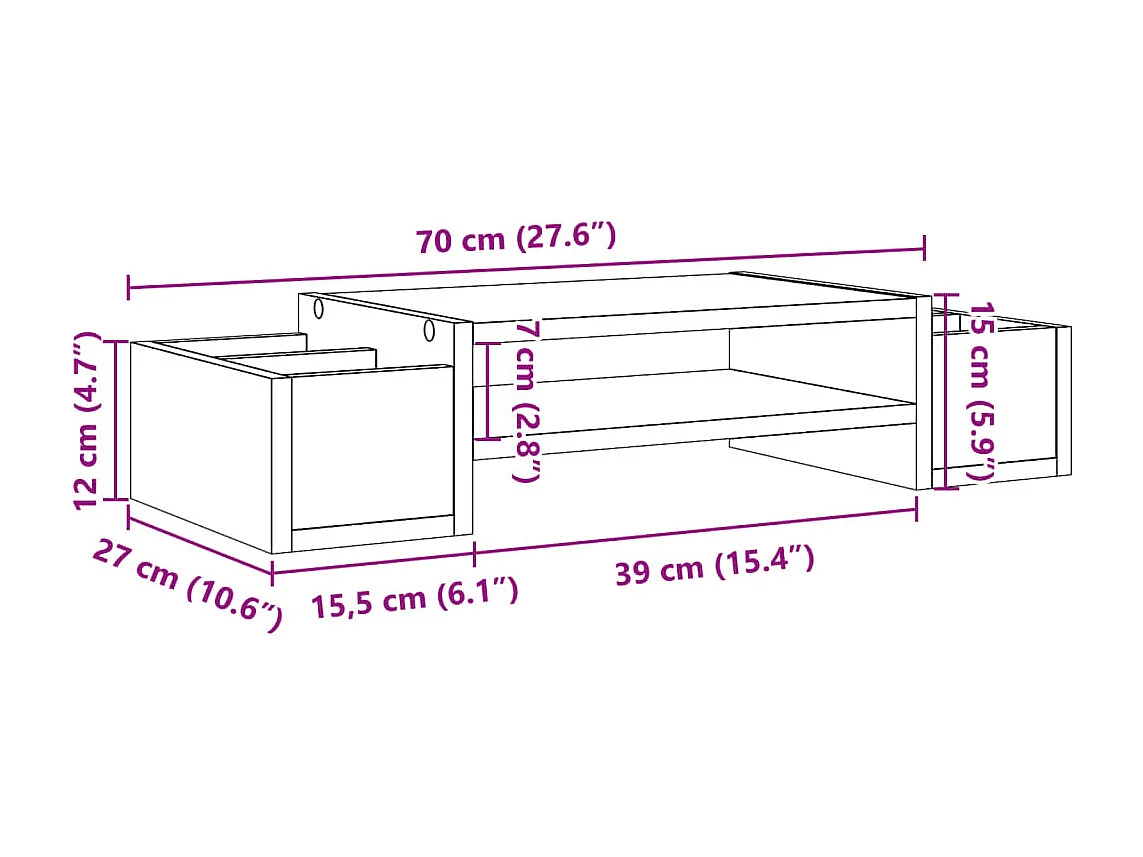 Suporte para monitor mesa móveis escritório e armazenamento madeira projetada Sonoma cinza 02_0044961