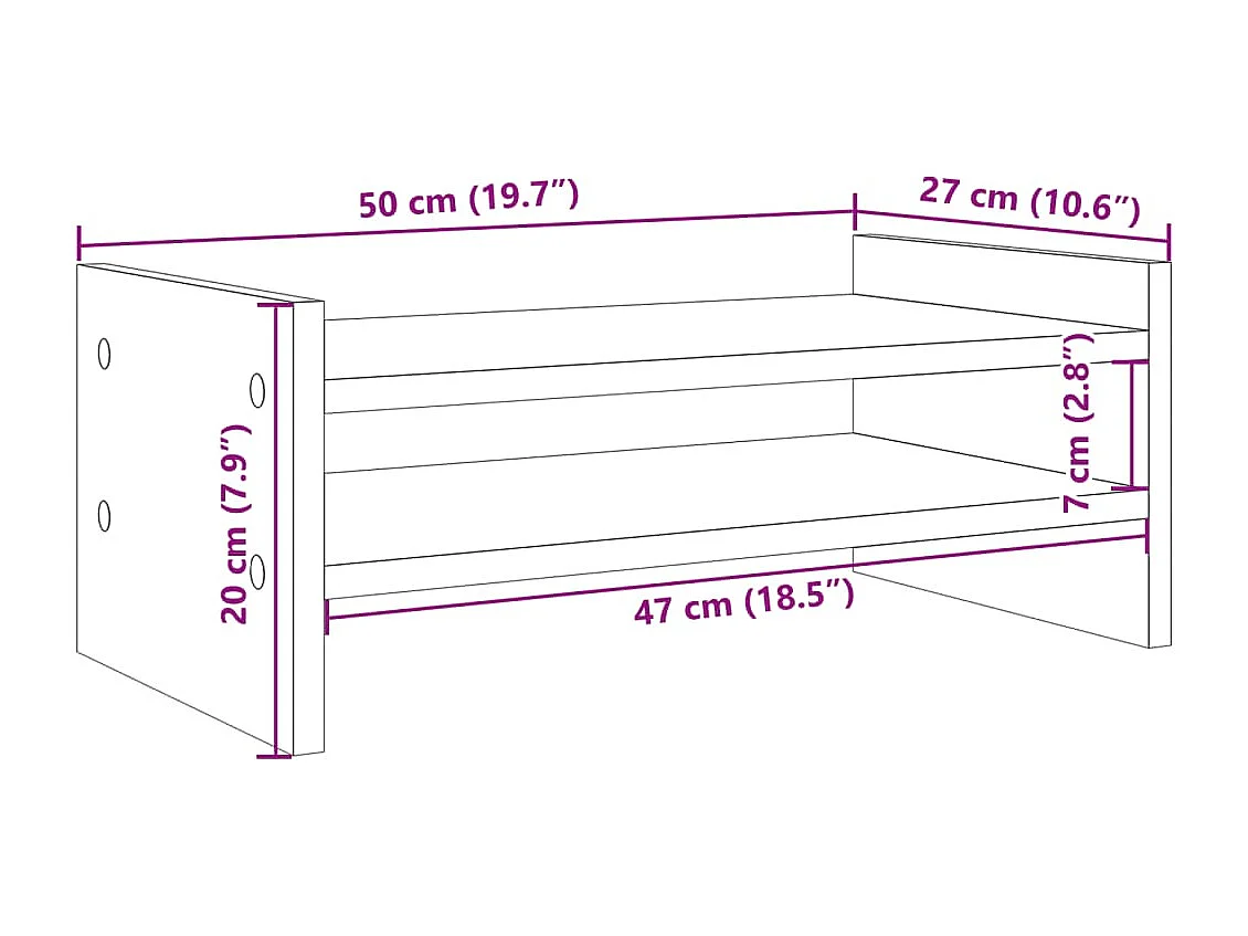 Support de moniteur table bois marron 50 x 27 x 20 cm 02_0044885