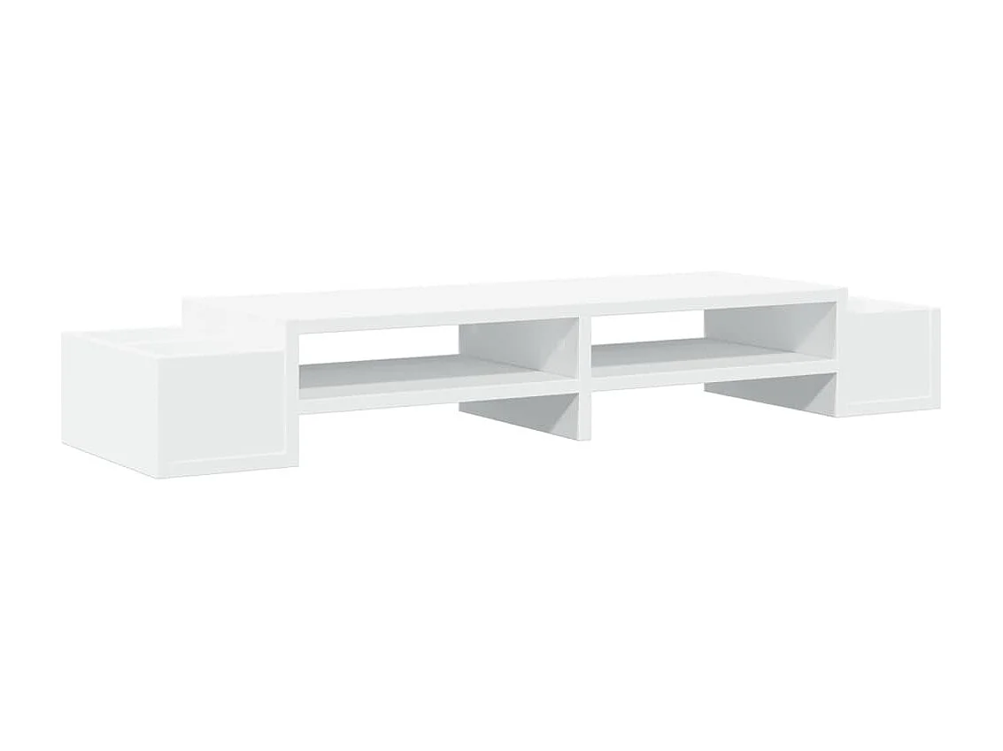 Supporto per monitor tavolo da scrivania con contenitore in legno ingegnerizzato bianco 02_0044922