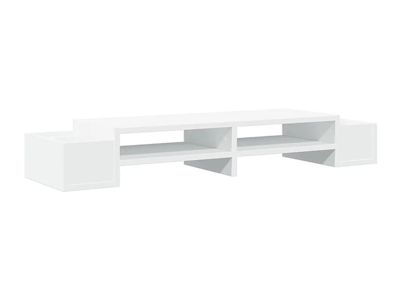 Supporto per monitor tavolo da scrivania con contenitore in legno ingegnerizzato bianco 02_0044922