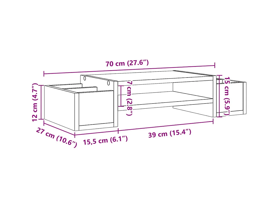 Support de moniteur table bois marron 70 x 27 x 15 cm 02_0044959