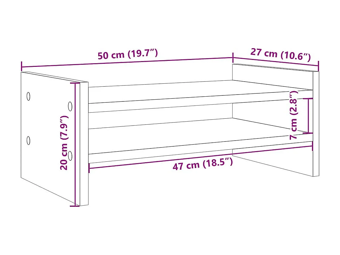Supporto per monitor tavolo da scrivania 50 x 27 x 20 cm in legno ingegnerizzato bianco 02_0044883