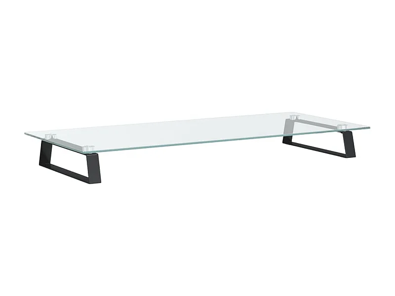 Supporto per monitor da tavolo mobile da scrivania 80 x 35 x 8 cm vetro temperato e metallo nero 02_0044904