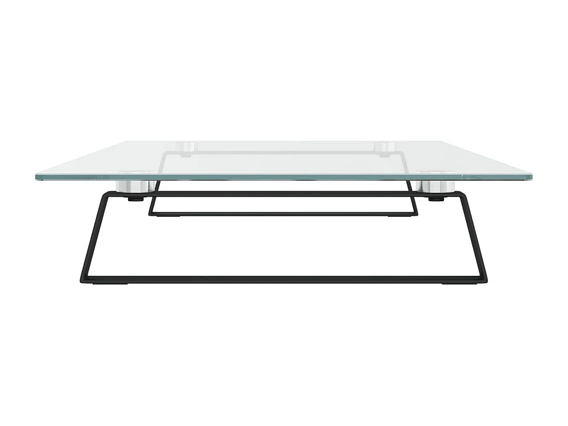 Supporto per monitor da tavolo mobile da scrivania 80 x 35 x 8 cm vetro temperato e metallo nero 02_0044904