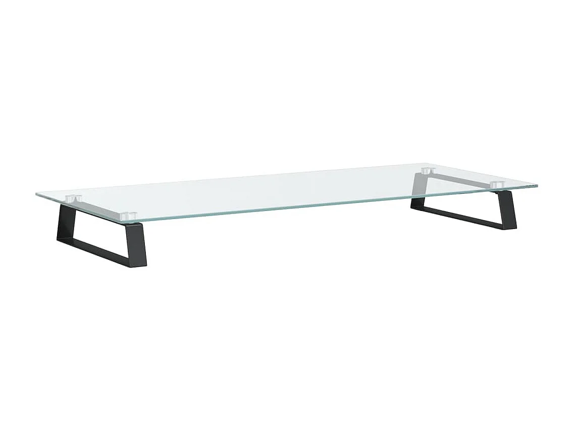 Supporto per monitor da tavolo mobile da scrivania 80 x 35 x 8 cm vetro temperato e metallo nero 02_0044904