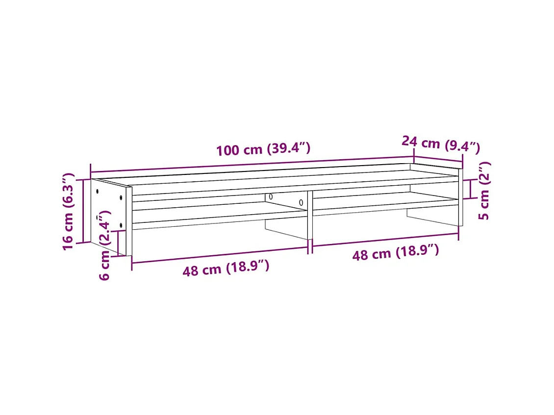 Support de moniteur table bois blanche 100 x 24 x 16 cm 02_0044825