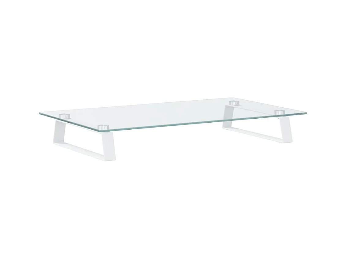 Suporte para monitor mesa e móvel 60 x 35 x 8 cm vidro temperado e metal branco 02_0044898