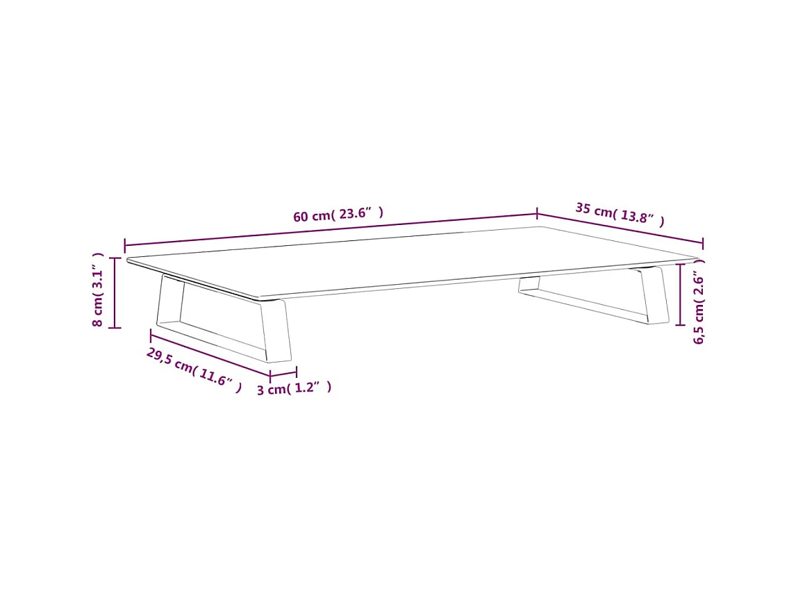 Suporte para monitor mesa e móvel 60 x 35 x 8 cm vidro temperado e metal branco 02_0044898