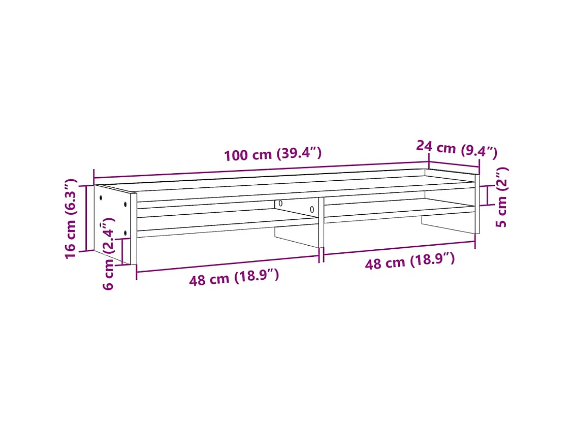 Suporte para monitor mesa e móveis 100 x 24 x 16 cm madeira projetada cinza 02_0044828