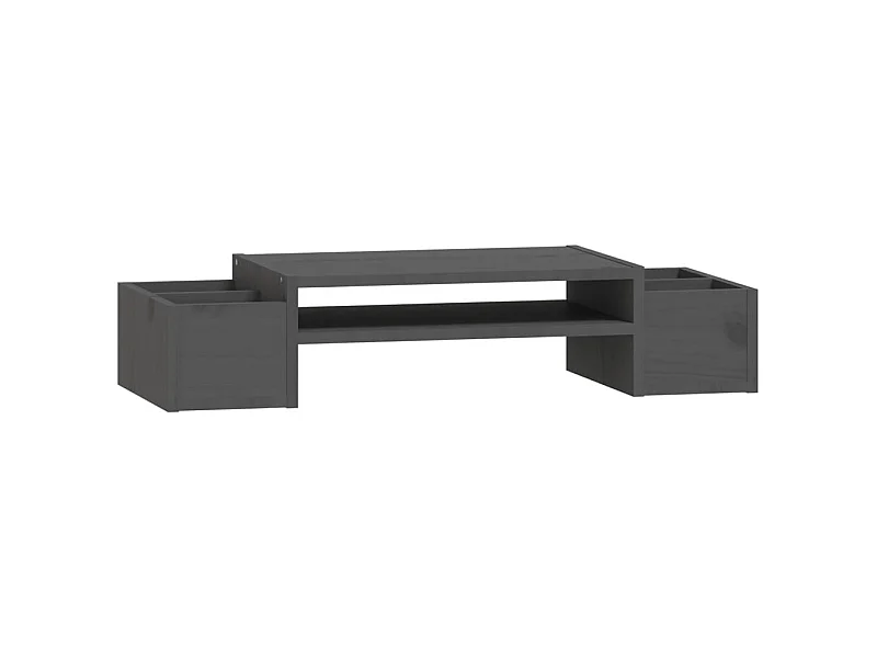 Supporto per monitor tavolo scrivania mobile 70 x 275 x 15 cm legno massello di pino grigio 02_0044900