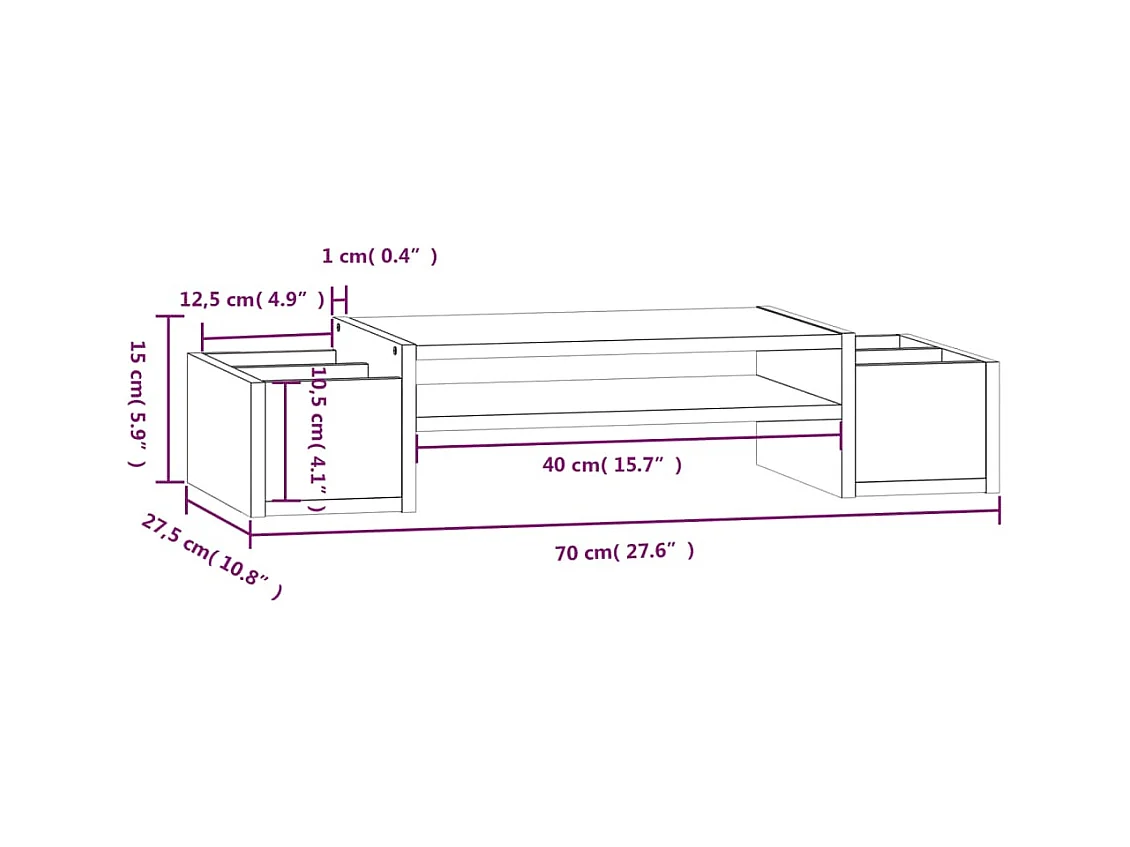Support de moniteur table bois marron 70 x 27.5 x 15 cm 02_0044900
