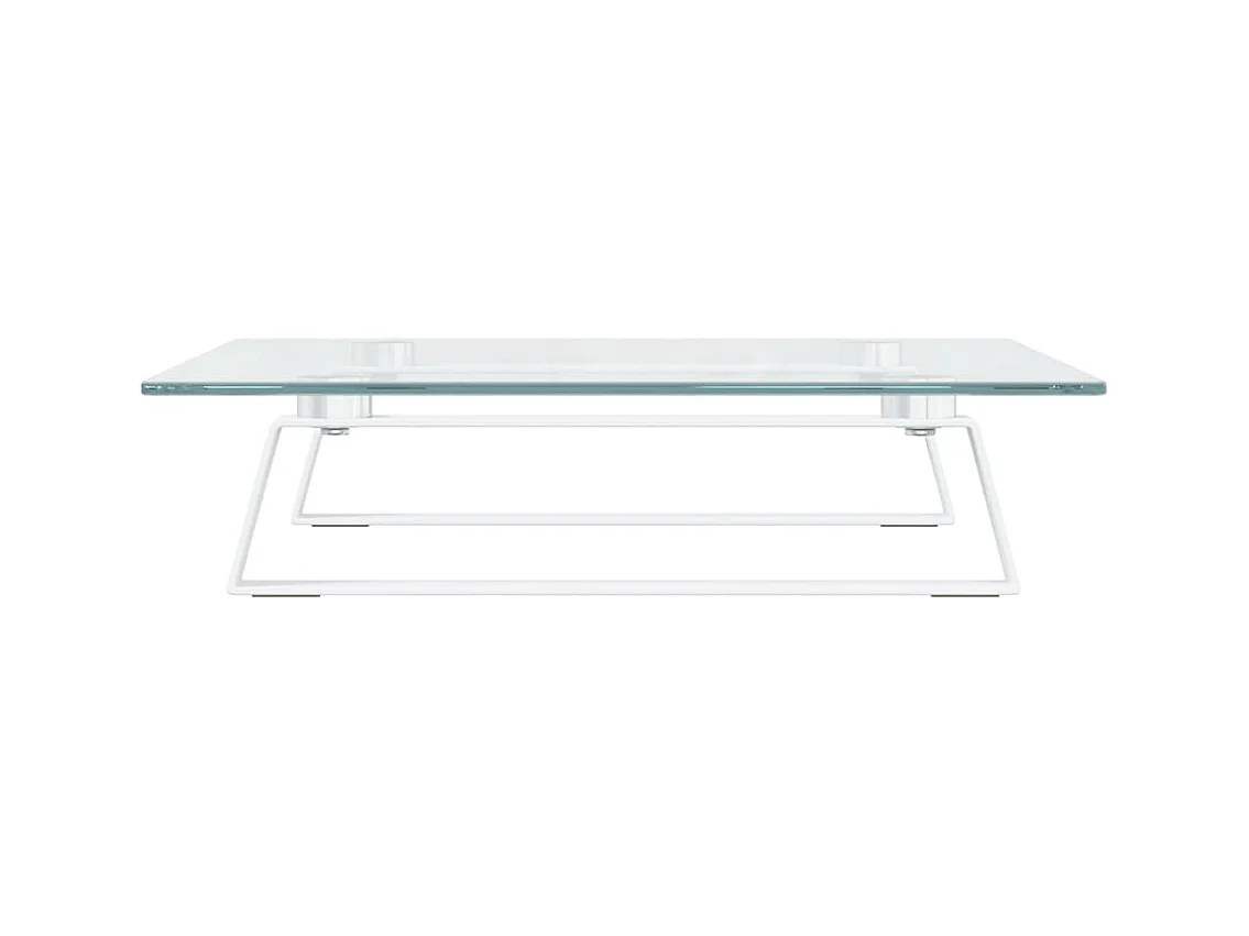 Mesa de escritorio para monitor mueble 40 x 35 x 8 cm cristal templado y metal blanco 02_0044861