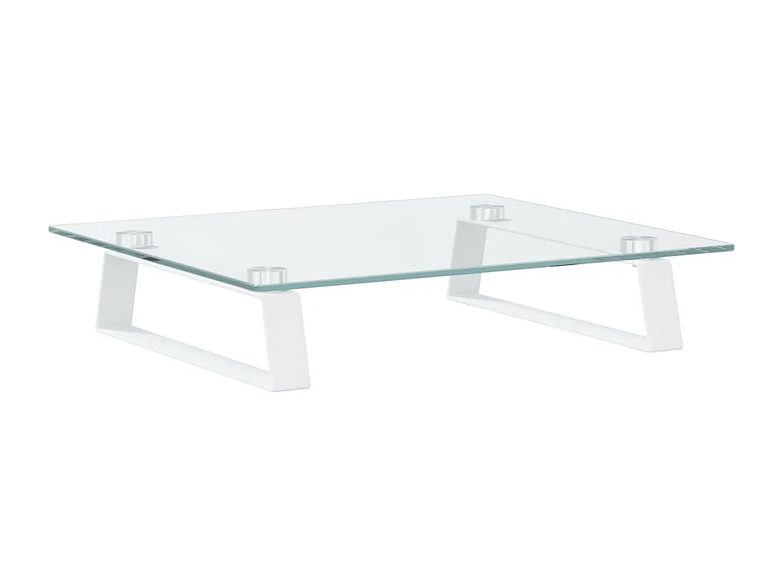 Mesa de escritorio para monitor mueble 40 x 35 x 8 cm cristal templado y metal blanco 02_0044861