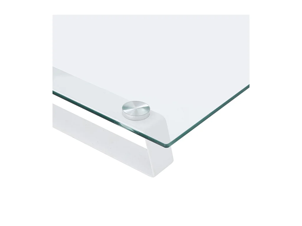 Mesa de escritorio para monitor mueble 40 x 35 x 8 cm cristal templado y metal blanco 02_0044861