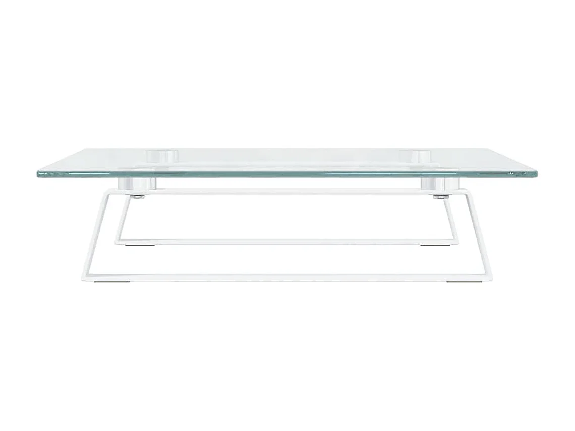 Mesa de escritorio para monitor mueble 40 x 35 x 8 cm cristal templado y metal blanco 02_0044861
